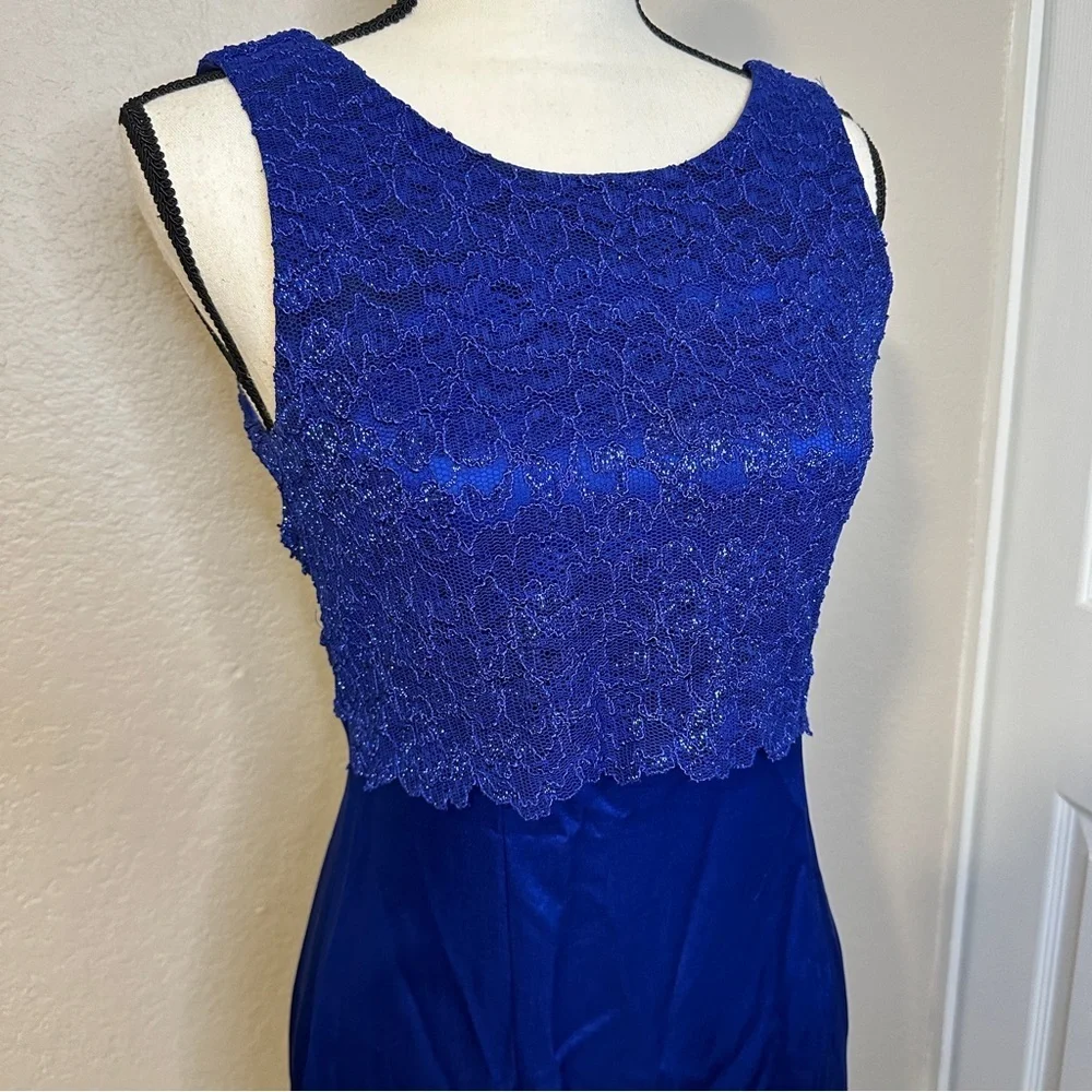 VTG Frederick’s of Hollywood Mini Satin Dress Short‎ n’ Sweet Sabrina Royal Blue